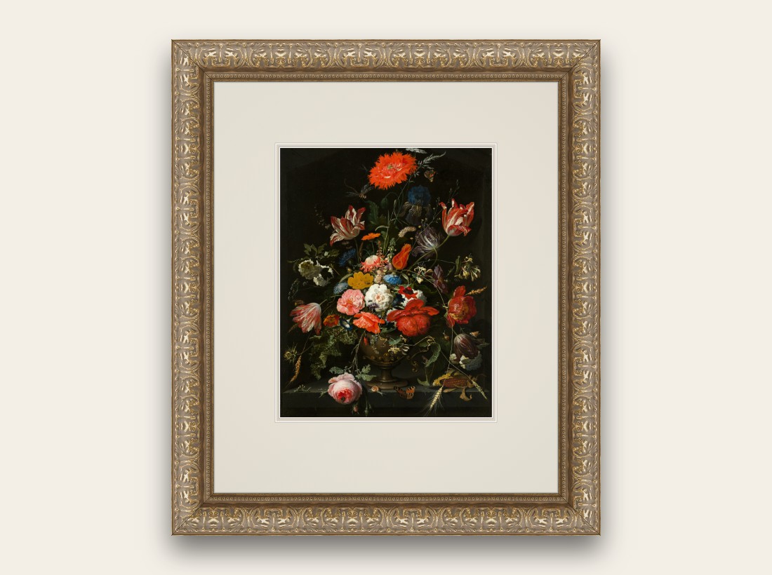 Palm Court — ornate gold frame with wide ivory mat