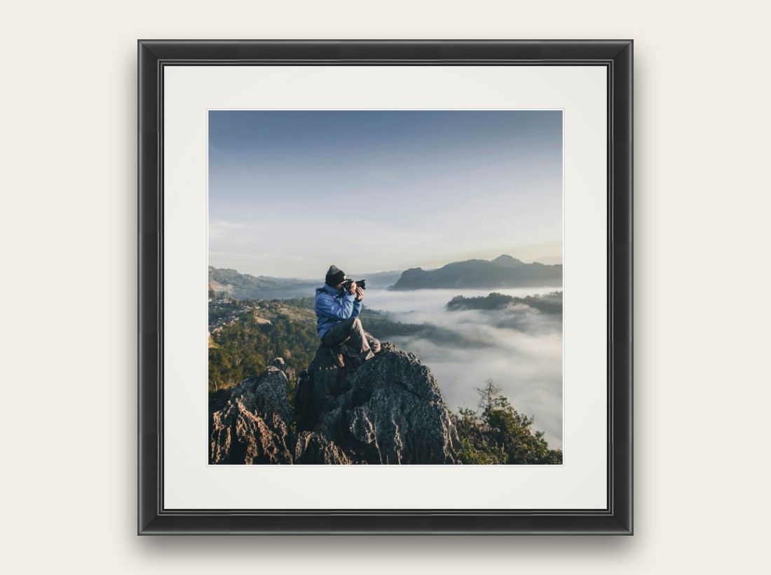 Studio — slim black modern frame, square photo