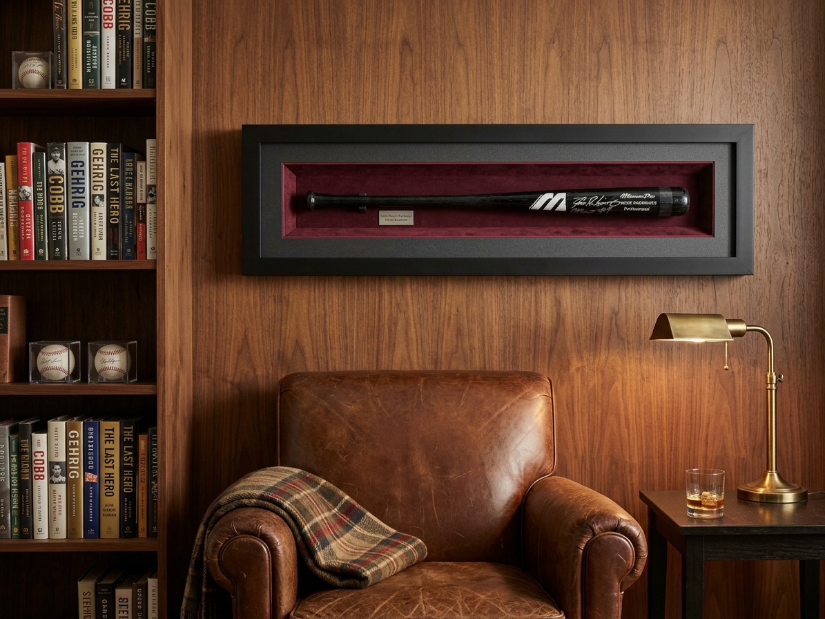 Bat framed to its length — depth built for the object, not a stock size