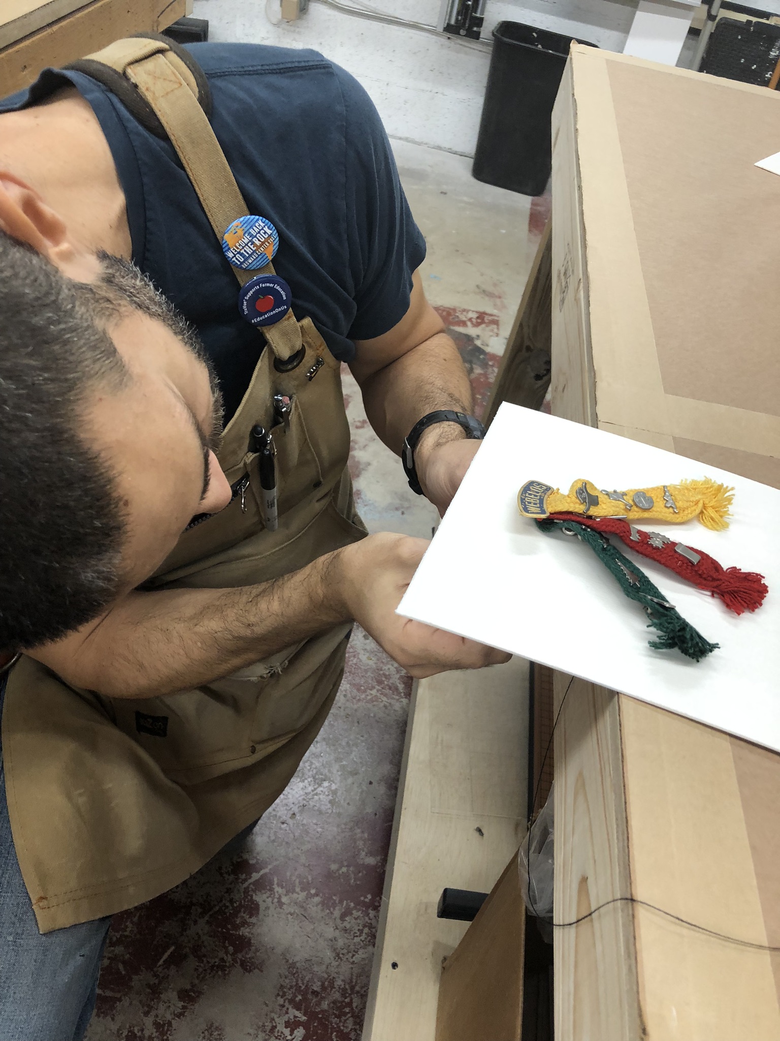 Laid out on the bench before the glass goes on